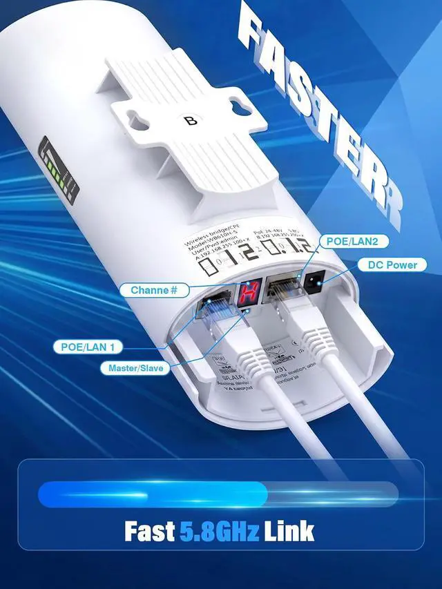 Alt view image 2 of 7 - Wireless Outdoor Point to Point Bridge, 5KM Long Range 5.8GHz WiFi Bridge Extend Network to Barn & Security Camera System, IP66 Weatherproof with 14dBi MIMO Antenna Compatible with Starlink