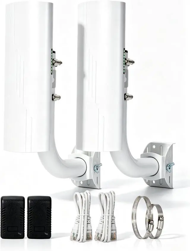 Main image of Wireless Outdoor Point to Point Bridge, 5KM Long Range 5.8GHz WiFi Bridge Extend Network to Barn & Security Camera System, IP66 Weatherproof with 14dBi MIMO Antenna Compatible with Starlink