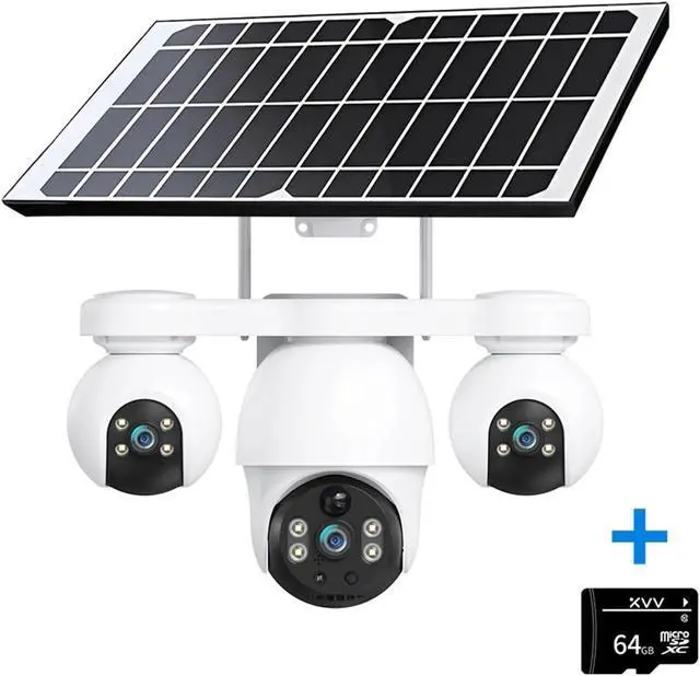 Alt view image 2 of 7 - 8MP Three Lens 4G Solar Outdoor Security Camera
