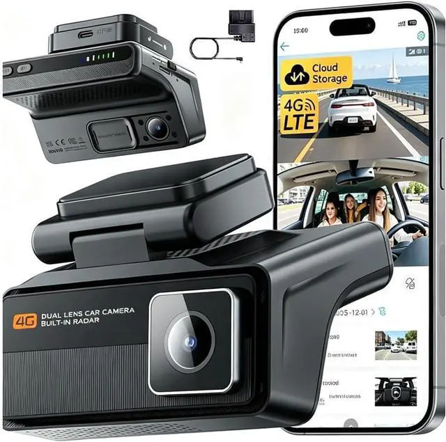 Main image of 4G LTE Surveillance Camera, Front & Interior, Full HD 1080P Vehicle Recorder with Dual Lenses, Built-in 5G, WiFi, GPS, Live Streaming, OBD Line, Radar Detection, Night Vision