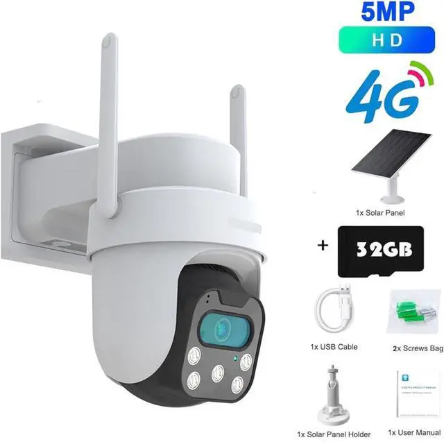 Alt view image 2 of 7 - 5MP 2K 4G Solar Pan Tilt Outdoor Security IP Camera