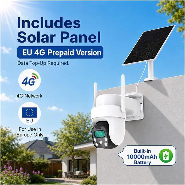 Alt view image 4 of 7 - 5MP 2K 4G Solar Pan Tilt Outdoor Security IP Camera