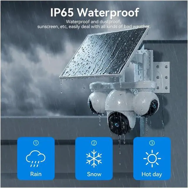 Alt view image 7 of 7 - 8MP Three Lens 4G Solar Outdoor Security Camera