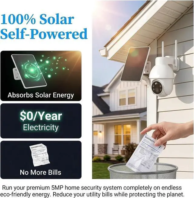 Alt view image 2 of 6 - 5MP Solar WiFi Wireless Outdoor Home Security Camera