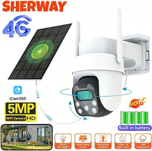 Alt view image 3 of 7 - 5MP 2K 4G Solar Pan Tilt Outdoor Security IP Camera