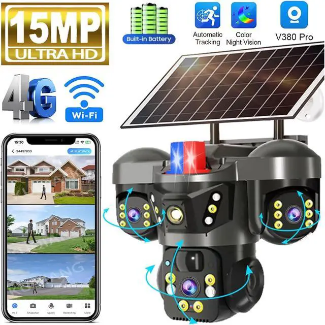 Alt view image 2 of 3 - 4G WiFi Triple Lens Solar Outdoor Security Camera
