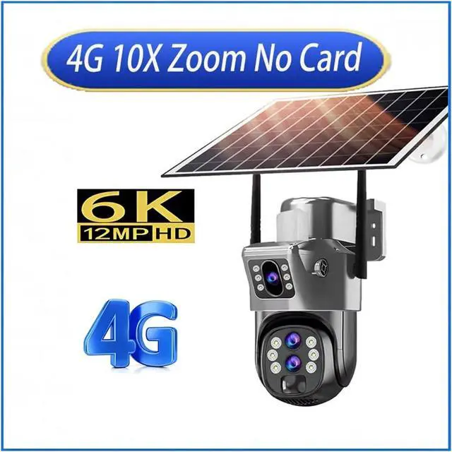 Alt view image 2 of 7 - 12MP 6K Three Lens 4G Solar PTZ Outdoor Security Camera