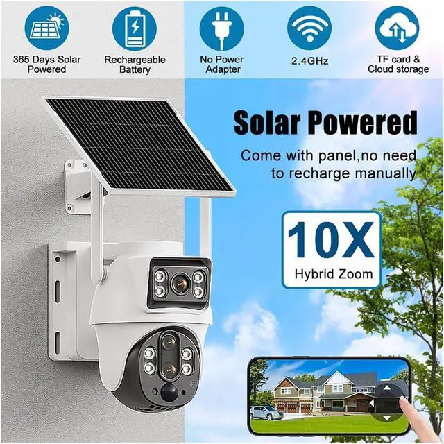 Alt view image 3 of 7 - 6MP Dual Lens WiFi Solar Camera Outdoor Wireless IP Surveillance Camera