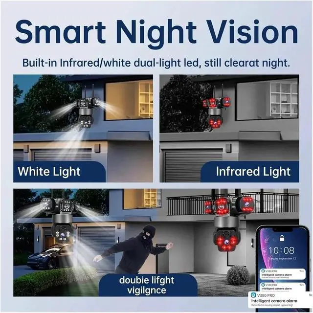 Alt view image 3 of 6 - 8K 15MP Triple Lens Solar WiFi Security Camera