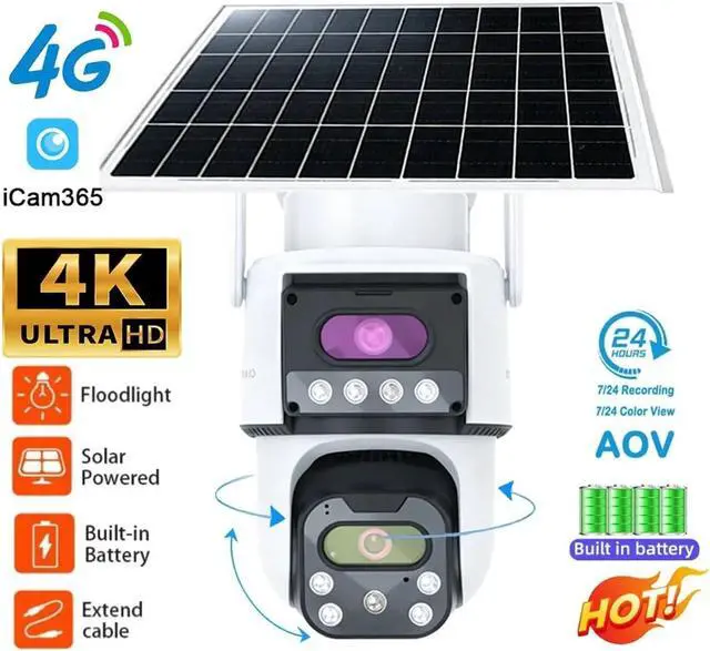 Alt view image 3 of 7 - 8MP Dual Lens 4G Solar PTZ Outdoor Security IP Camera