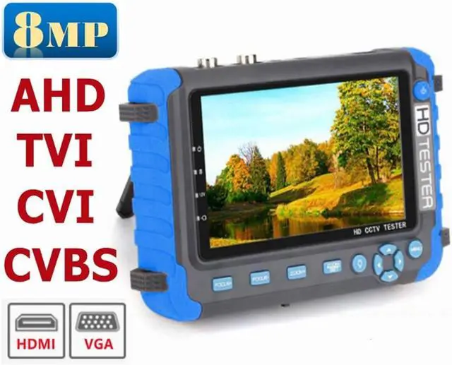 Alt view image 2 of 7 - CCTV Tester CCTV Camera Tester Monitor 8MP 5 Inch TFT LCD for 4 in 1 TVI AHD CVI Analog Security Video Test Support IP Camera