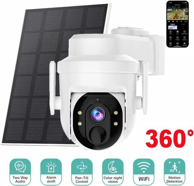 Alt view image 2 of 7 - 4MP 2K WiFi Solar Dome Camera Outdoor Wireless Surveillance Camera