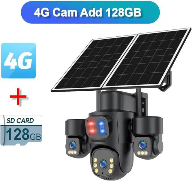 Alt view image 2 of 7 - 4G Solar PTZ Outdoor 3-Screen Wireless Security IP Camera