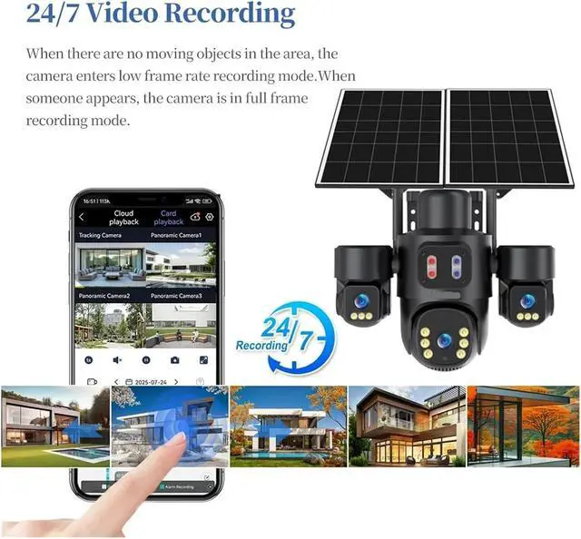 Alt view image 7 of 7 - 4G Solar PTZ Outdoor 3-Screen Wireless Security IP Camera