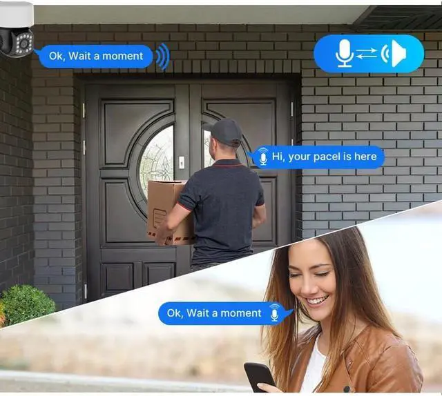 Alt view image 3 of 6 - 4K PoE PTZ Security Camera Outdoor Onvif IP Camera 330°Pan 90 TilDigital Zoom Indoor&Waterproof,IP66,Smart Human Detection Mic/Audio,MicroSD Slot,CCTV Home Surveillance Cameras,Spotlight Alarm