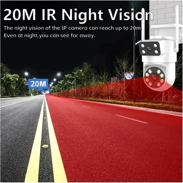 Alt view image 7 of 7 - 4K 8MP Tuya Dual Lens PTZ WiFi Outdoor Security Camera, Dual Screen Surveillance Cam with AI Human Auto Tracking, Compatible with Alexa & Google Assistant(AU,4MP No SD Card)