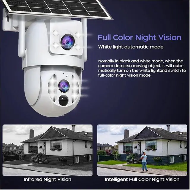 Alt view image 4 of 6 - 6MP 4K WiFi Solar Dual Lens PTZ Outdoor IP Camera
