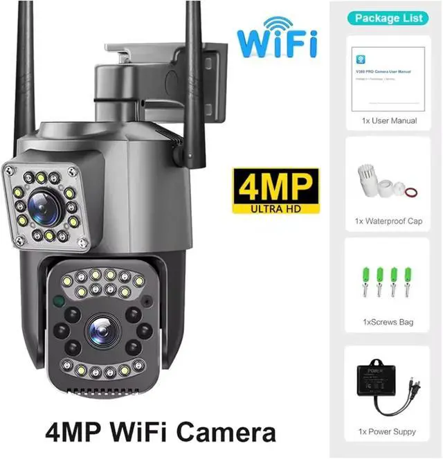 Alt view image 2 of 7 - 8MP 4K Dual Lens WiFi PTZ Outdoor Security IP Camera