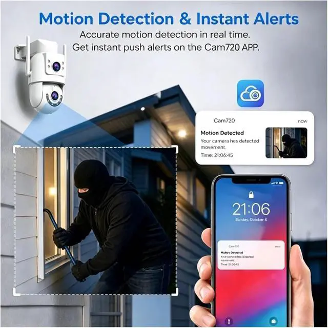 Alt view image 4 of 6 - 4K Dual Lens 5G WiFi IP66 Waterproof Outdoor IP Camera