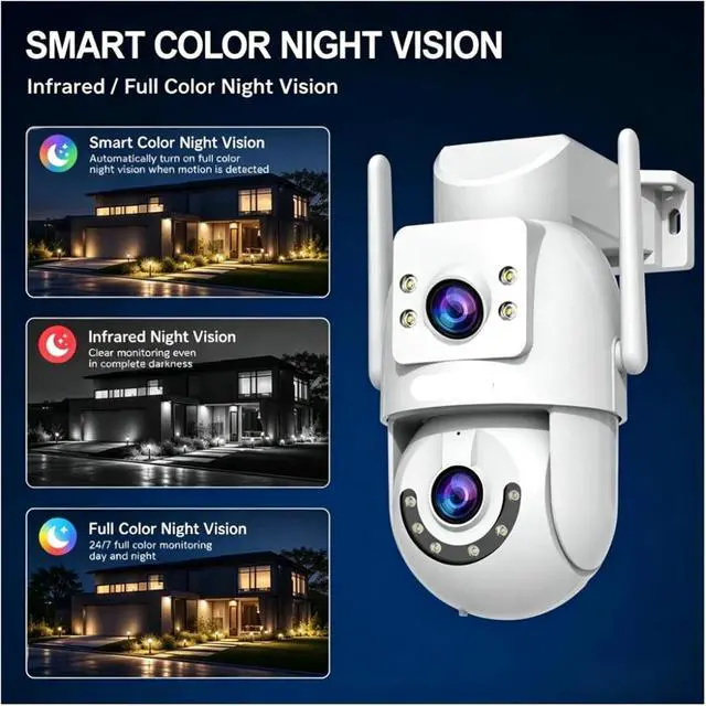 Alt view image 5 of 6 - 4K Dual Lens 5G WiFi IP66 Waterproof Outdoor IP Camera