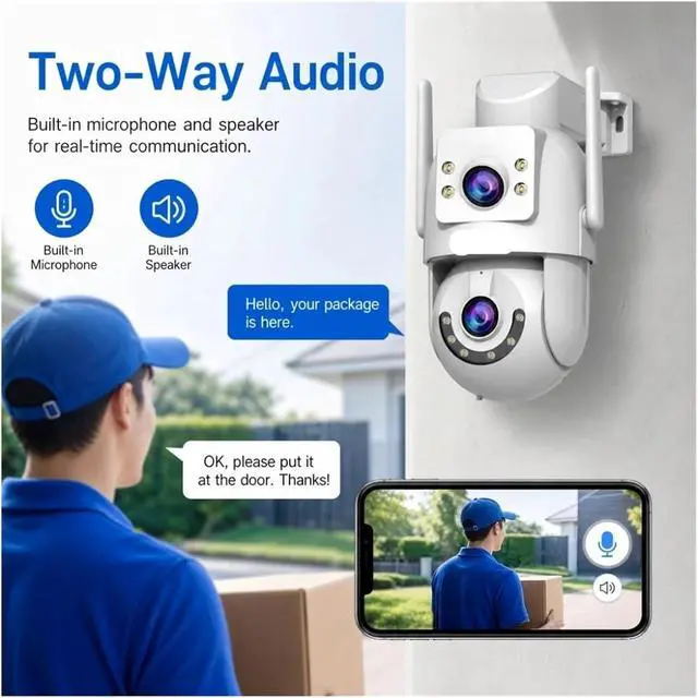 Alt view image 6 of 6 - 4K Dual Lens 5G WiFi IP66 Waterproof Outdoor IP Camera