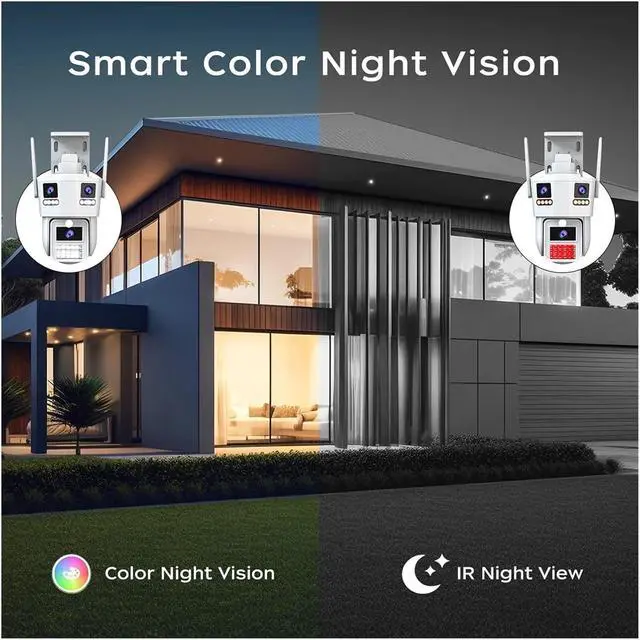Alt view image 4 of 6 - 15MP 5K 5G WiFi Three Screen IP66 Waterproof Outdoor Camera
