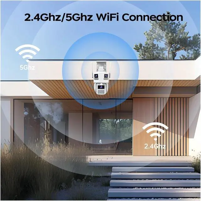 Alt view image 5 of 6 - 15MP 5K 5G WiFi Three Screen IP66 Waterproof Outdoor Camera