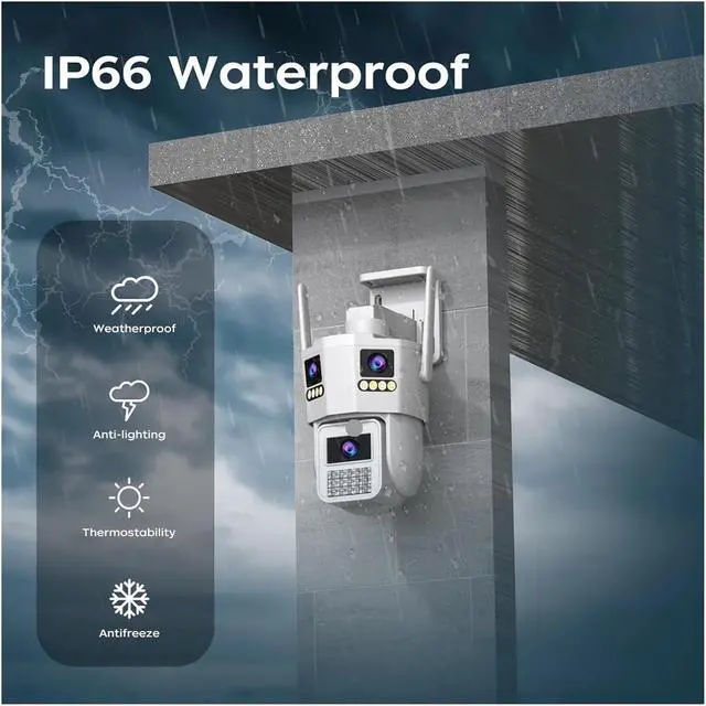 Alt view image 6 of 6 - 15MP 5K 5G WiFi Three Screen IP66 Waterproof Outdoor Camera