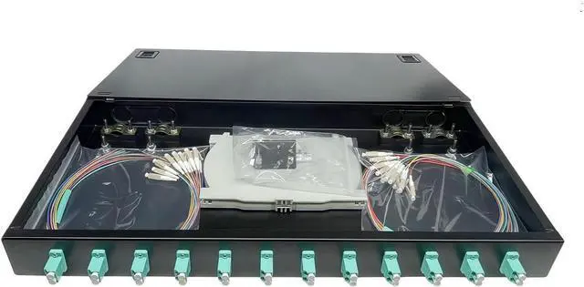 Main image of 12 Port LC Duplex OM3 Multimode Fiber Enclosure 24 Core 1U 19 Inch Rack Mount Patch Panel for Data Center SAN and HPC