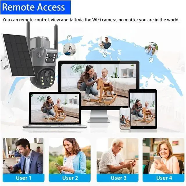 Alt view image 7 of 7 - Solar PTZ WiFi Outdoor CCTV Home Security Surveillance Camera