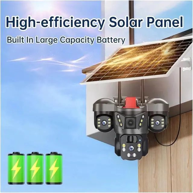 Alt view image 3 of 7 - 15MP 3 Lens Solar WiFi 4G Surveillance Camera