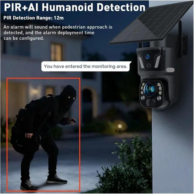 Alt view image 7 of 7 - 8MP Dual Screen 4G WiFi Solar PTZ Outdoor Camera