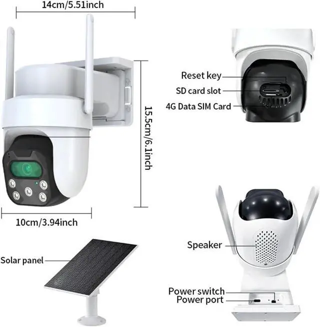 Alt view image 6 of 6 - 4G Solar PTZ Wireless Outdoor Security Surveillance Camera