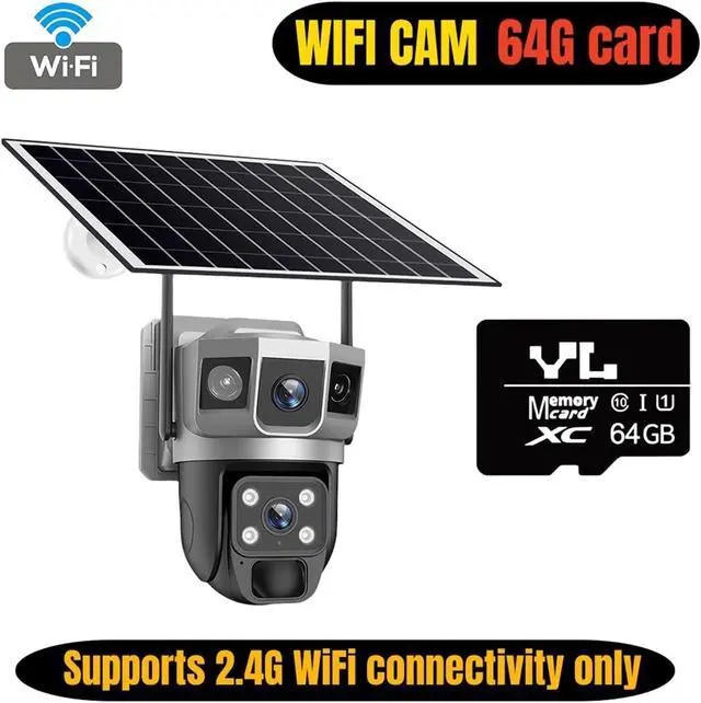 Alt view image 2 of 7 - 12MP Triple Screen Solar WiFi Outdoor Security IP Camera