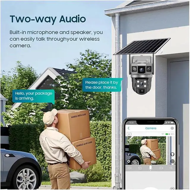Alt view image 5 of 7 - 12MP Triple Screen Solar WiFi Outdoor Security IP Camera