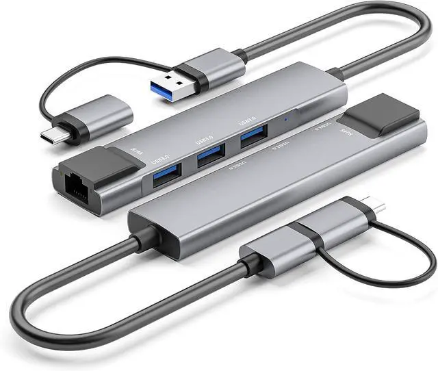 Alt view image 4 of 7 - USB C to Ethernet Adapter, USB C Hub with RJ45 Gigabit and 3 USB 3.0 Ports, Thunderbolt 3 Multiport Adapter Hub 4 in 1 for MacBook Pro/Air, iPad Pro, iMac, Dell XPS, Surface Pro, Chromebook