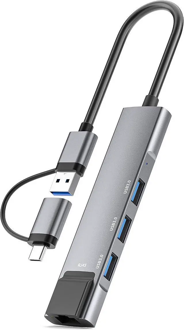 Alt view image 3 of 7 - USB C to Ethernet Adapter, USB C Hub with RJ45 Gigabit and 3 USB 3.0 Ports, Thunderbolt 3 Multiport Adapter Hub 4 in 1 for MacBook Pro/Air, iPad Pro, iMac, Dell XPS, Surface Pro, Chromebook