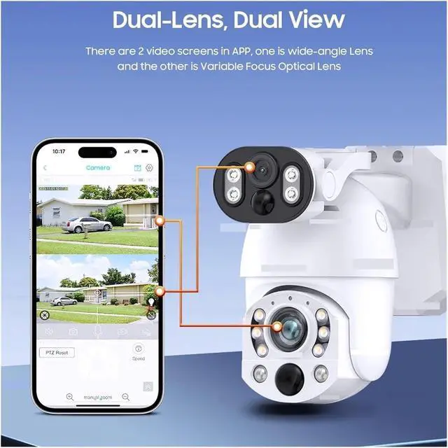 Alt view image 7 of 7 - 4G WiFi Solar PTZ Outdoor Dual Lens Security IP Camera