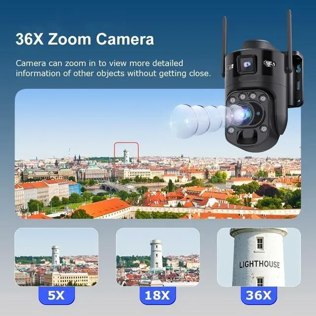 Alt view image 4 of 7 - 10MP Dual Lens 4G WiFi Solar Outdoor Security Camera