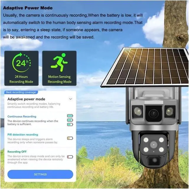 Alt view image 7 of 7 - 12MP Triple Screen Solar WiFi Outdoor Security IP Camera