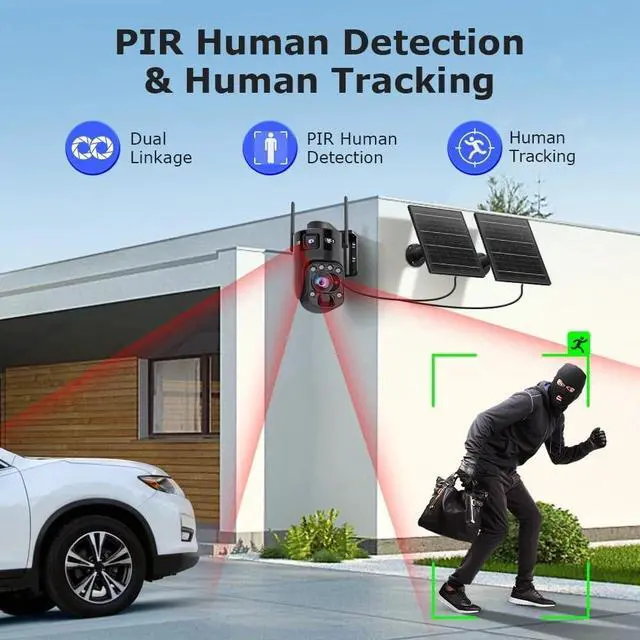Alt view image 6 of 7 - 10MP Dual Lens 4G WiFi Solar Outdoor Security Camera