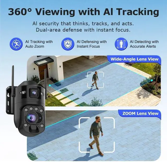 Alt view image 7 of 7 - 10MP Dual Lens 4G WiFi Solar Outdoor Security Camera
