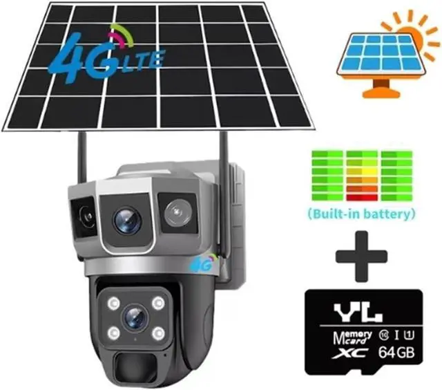 Alt view image 2 of 7 - HD 4G WiFi Solar PTZ Camera Triple Screen Outdoor Surveillance Camera