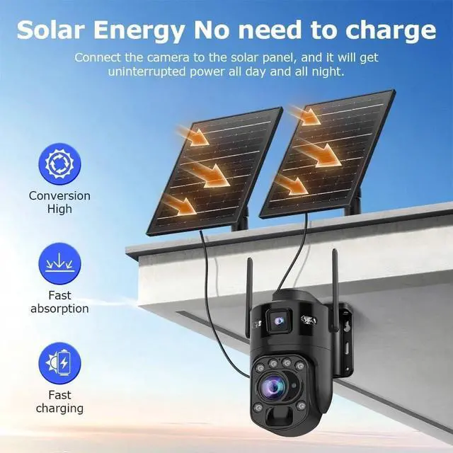 Alt view image 5 of 7 - 10MP Dual Lens 4G WiFi Solar Outdoor Security Camera