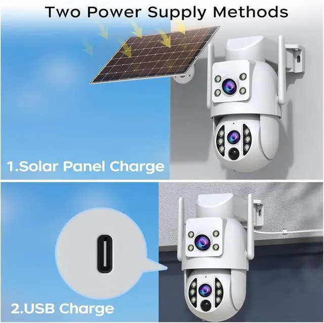 Alt view image 2 of 6 - Dual Lens Solar WiFi PTZ Outdoor Security Camera