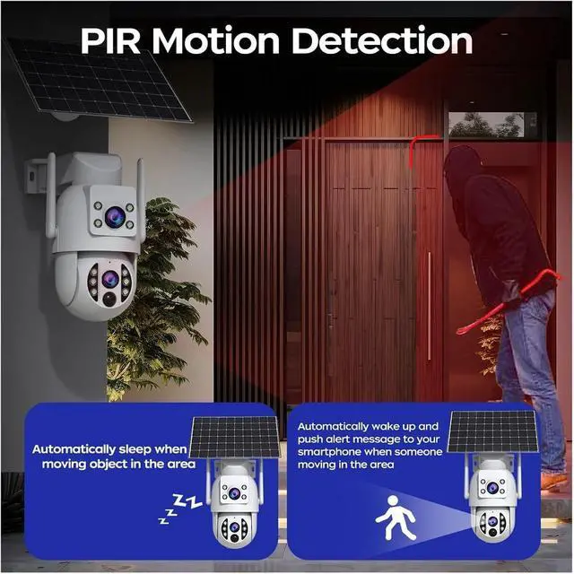 Alt view image 4 of 6 - Dual Lens Solar WiFi PTZ Outdoor Security Camera