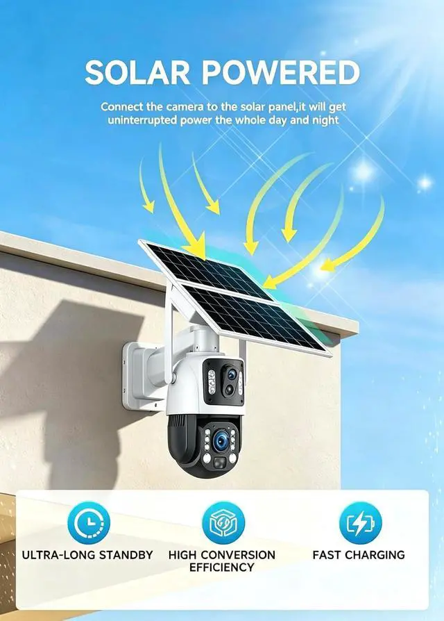 Alt view image 4 of 7 - for UBOX solar security cameras, outdoor dual lens 6MP 36X optical zoom metal body monitoring cameras, human tracking and detection, full-color night vision, warehouse lane outdoor monitoring cameras3
