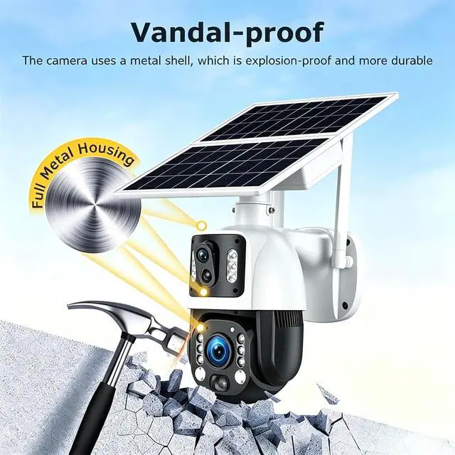 Alt view image 7 of 7 - for UBOX solar security cameras, outdoor dual lens 6MP 36X optical zoom metal body monitoring cameras, human tracking and detection, full-color night vision, warehouse lane outdoor monitoring cameras3