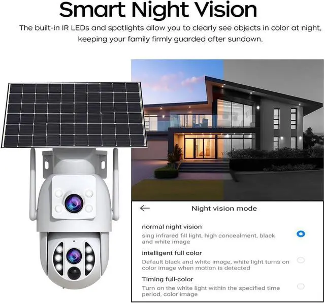 Alt view image 6 of 6 - 4K Dual Lens WiFi Solar PTZ Outdoor IP Camera