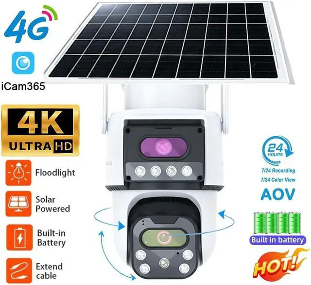 Alt view image 2 of 7 - 4K Dual Lens 4G Solar Wireless Outdoor Security IP Camera